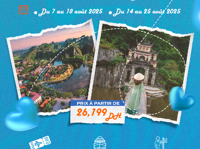 agence de voyage Nador,vac voyages nador , vac voyages , nador , voyages , omra , vols , travel , vac travel , travel morocco , morocco , maroc ,  voyages organisés Maroc, réservation billets avion, voyages pas chers depuis le Maroc, offres de voyages 2025, agence Omra Nador, croisières Maroc, location de voiture à Nador, circuits touristiques Maroc, séjour tout compris, voyages à la carte, voyages de groupe Maroc, vacances personnalisées, voyages en famille, visa assistance voyage Découverte Du Vietnam Du Nord Au Sud 2025